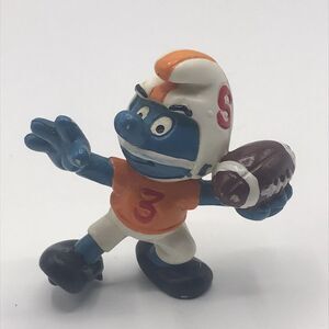 Smurfs 20170 Football Quarterback Smurf Rare Vintage Schleich Figure PVC 1983